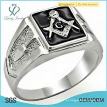 Nuevo Rhodium Overlay Black Mason Mason Ring